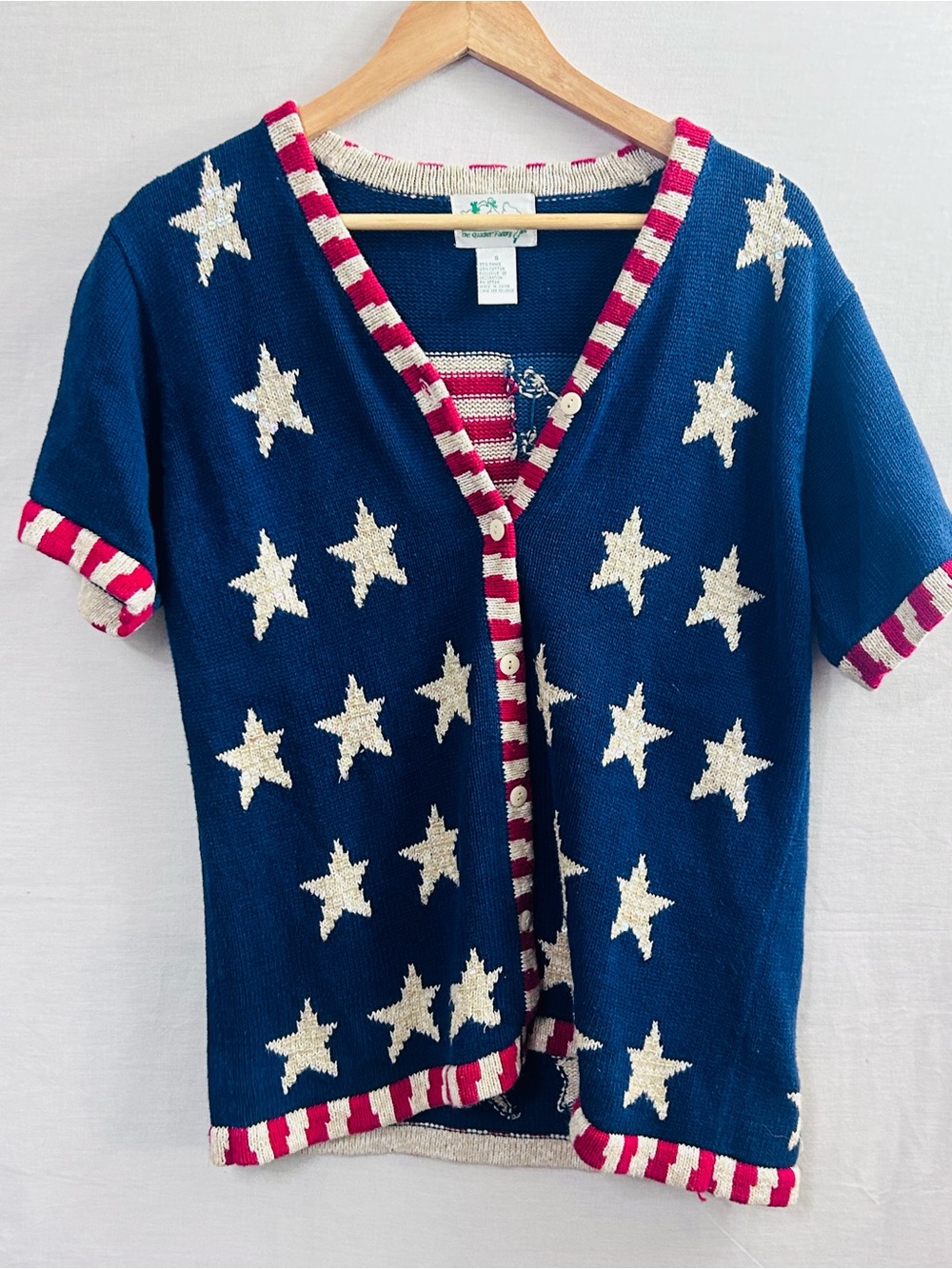 The Quacker Factory Red White And Blue Stars and Flag Button down Short Sleeve